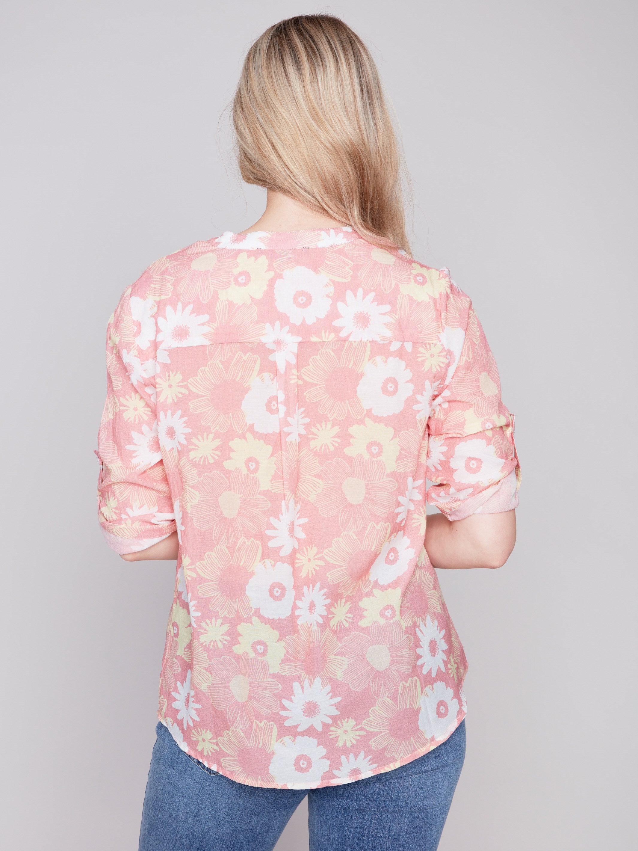 Charlie B Printed Half-Button Blouse - Cosmos - Image 3