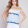 Charlie B Printed Linen Tank Top with Sleeve Detail - Corn - Image 1