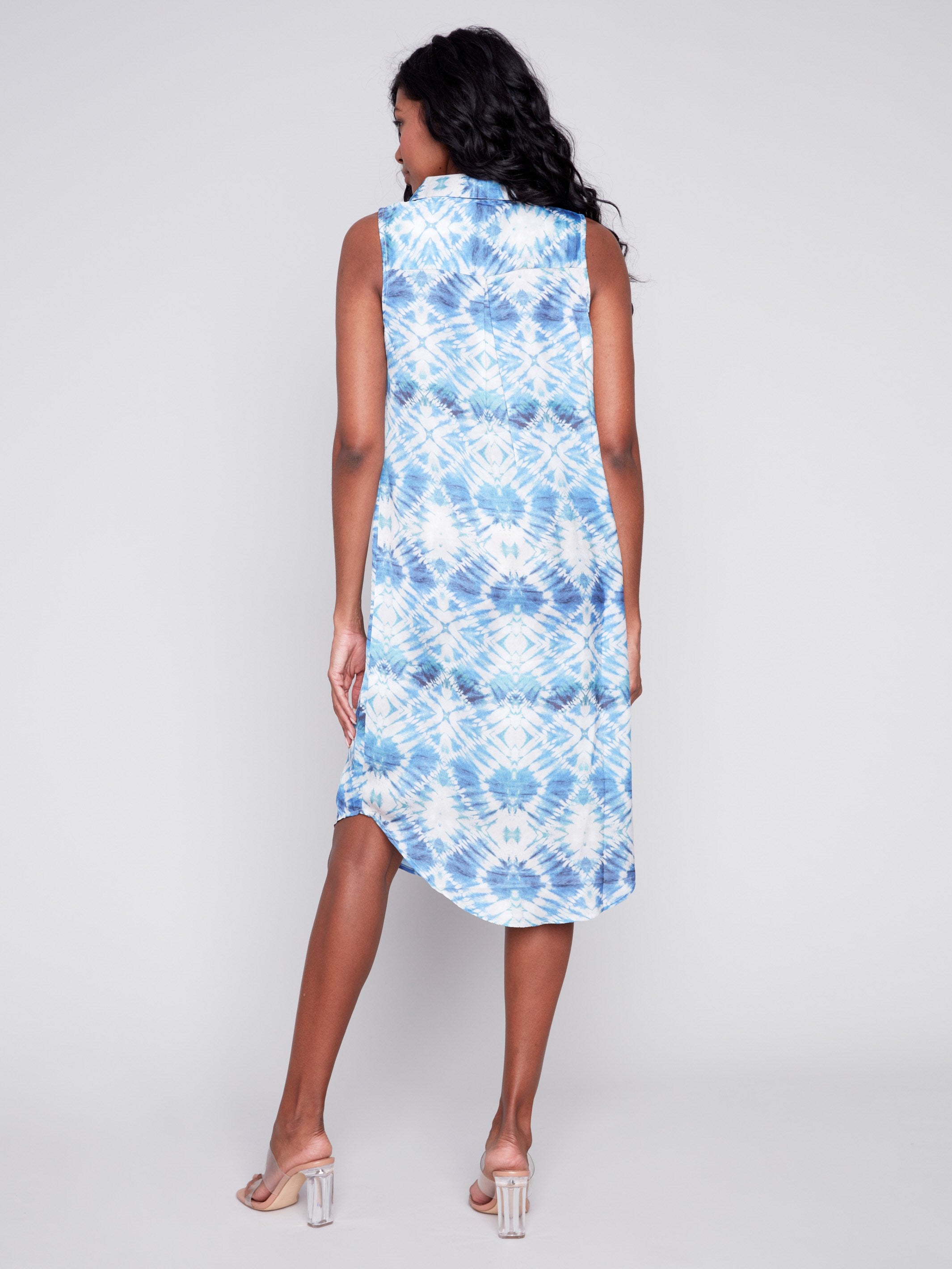 Printed Sleeveless Button-Front Dress - Harmony