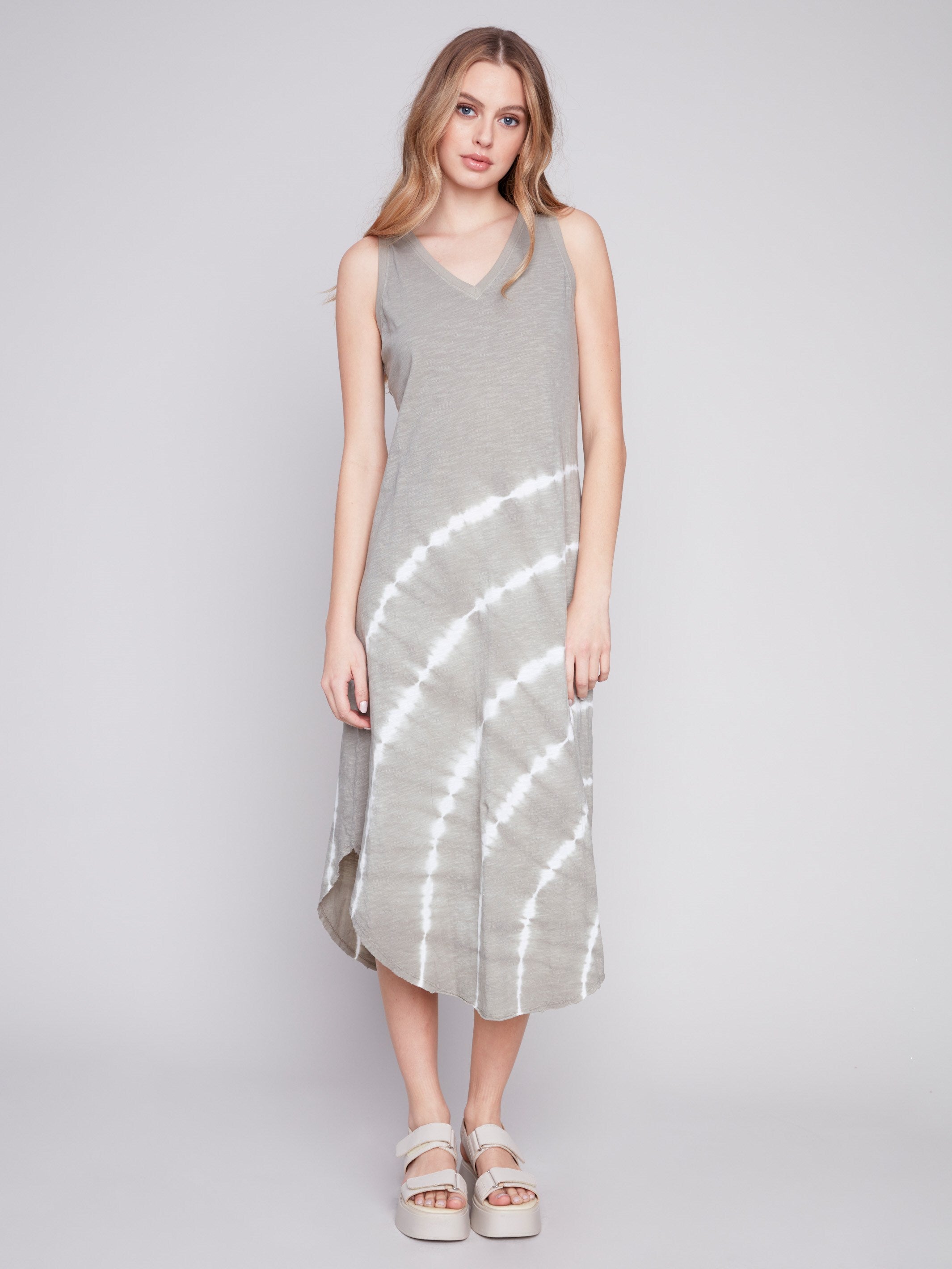 Charlie B Printed Sleeveless Cotton Dress - Celadon - Image 1