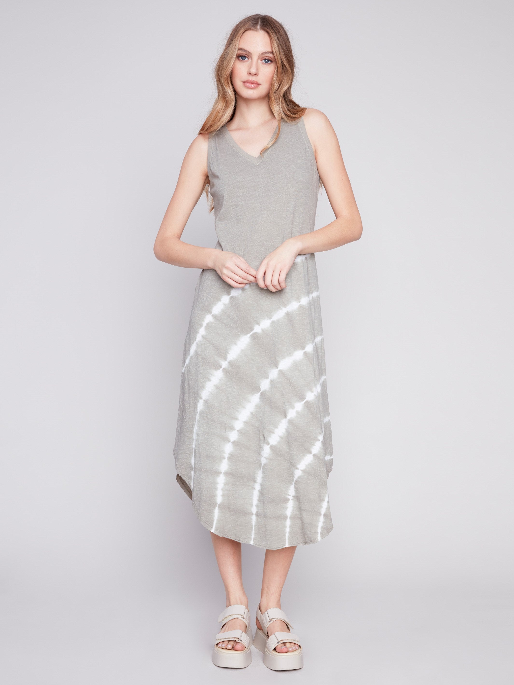 Charlie B Printed Sleeveless Cotton Dress - Celadon - Image 4