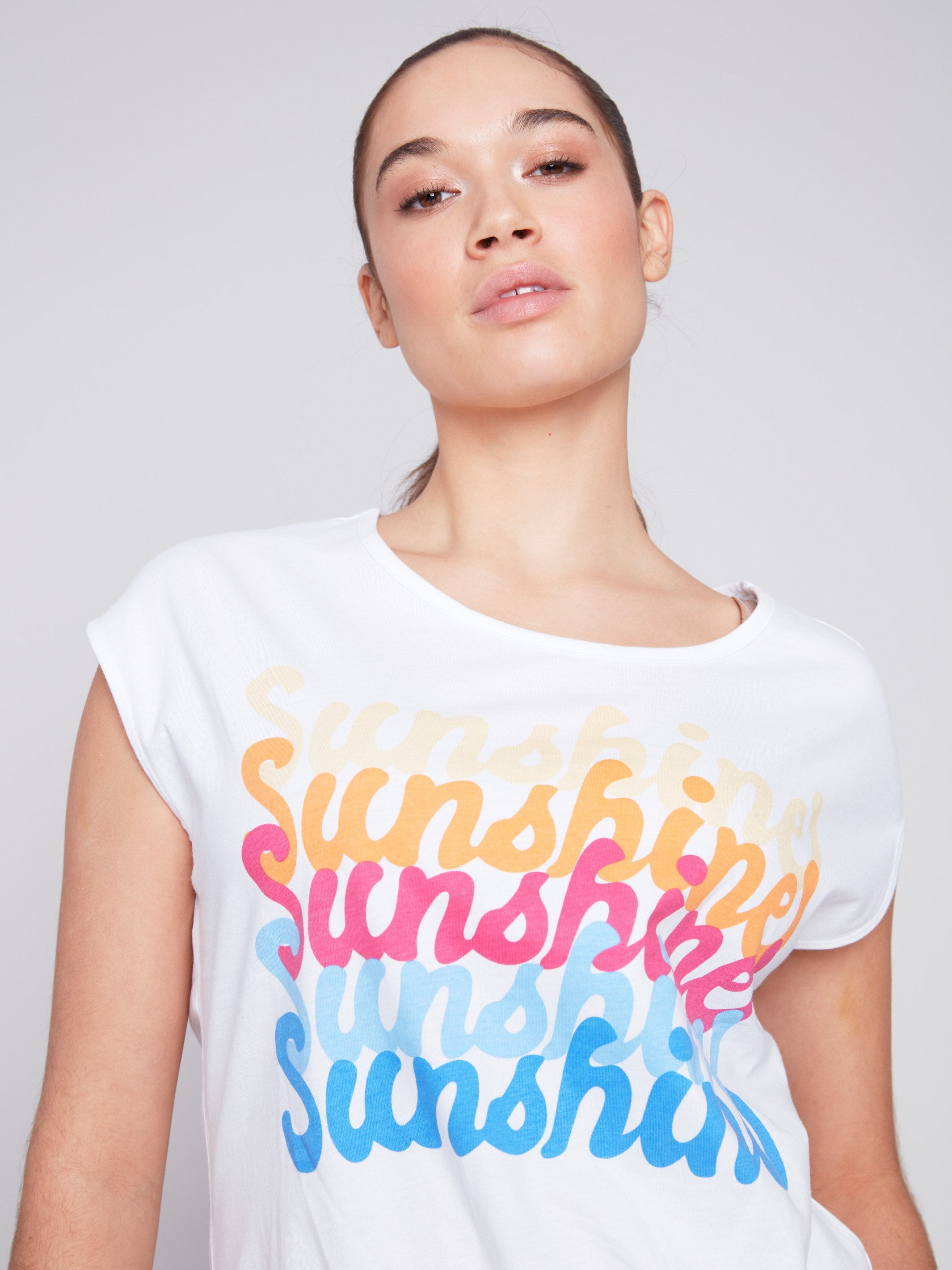 Printed Front Knot Top - Sunshine