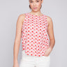 Charlie B Printed Sleeveless Top with Side Buttons - Cherry - Image 1