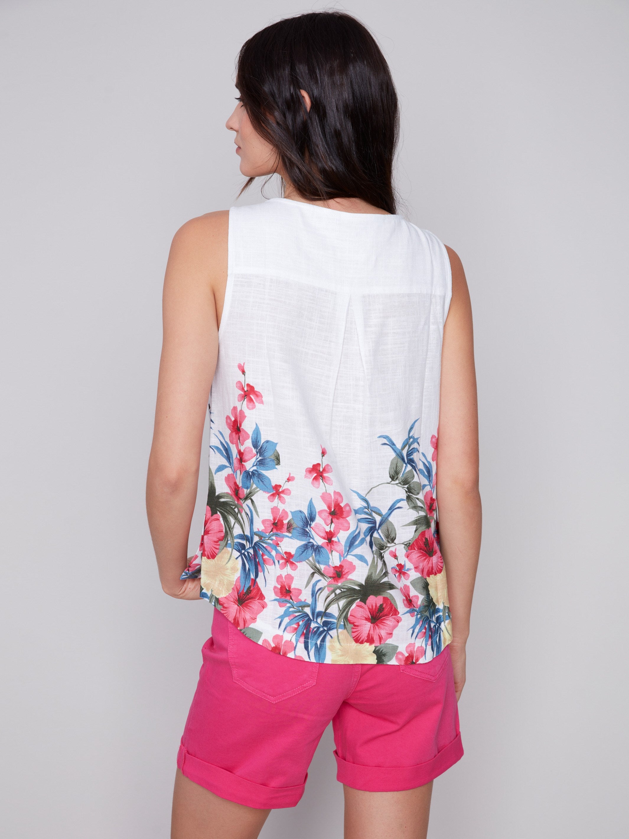 Printed Sleeveless Top with Side Buttons - Maui