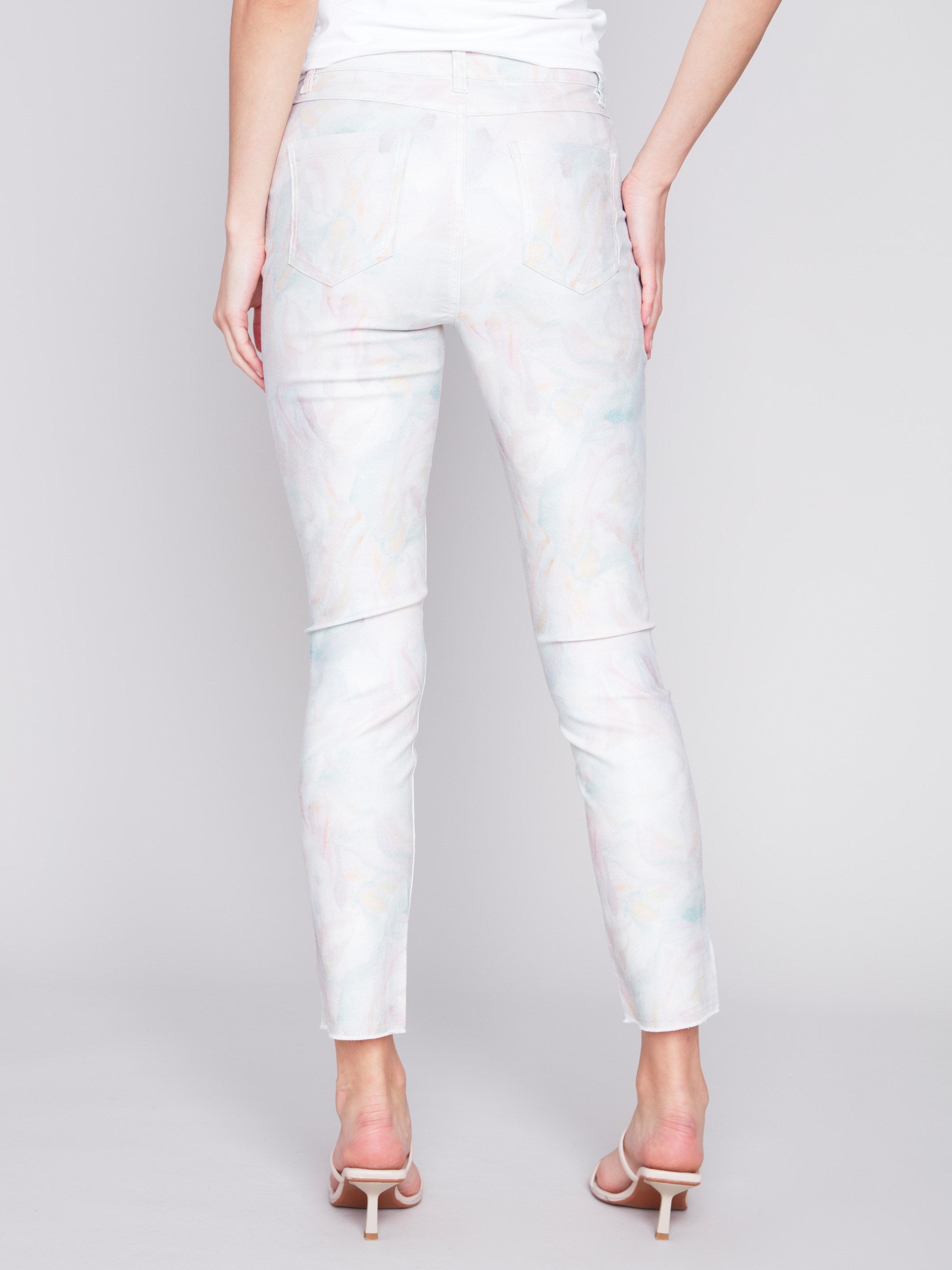 Charlie B Printed Twill Pants with Hem Slit - Pastel - Image 3