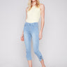 Charlie B Pull-On Jeans with Bow Detail - Light Blue - Image 1