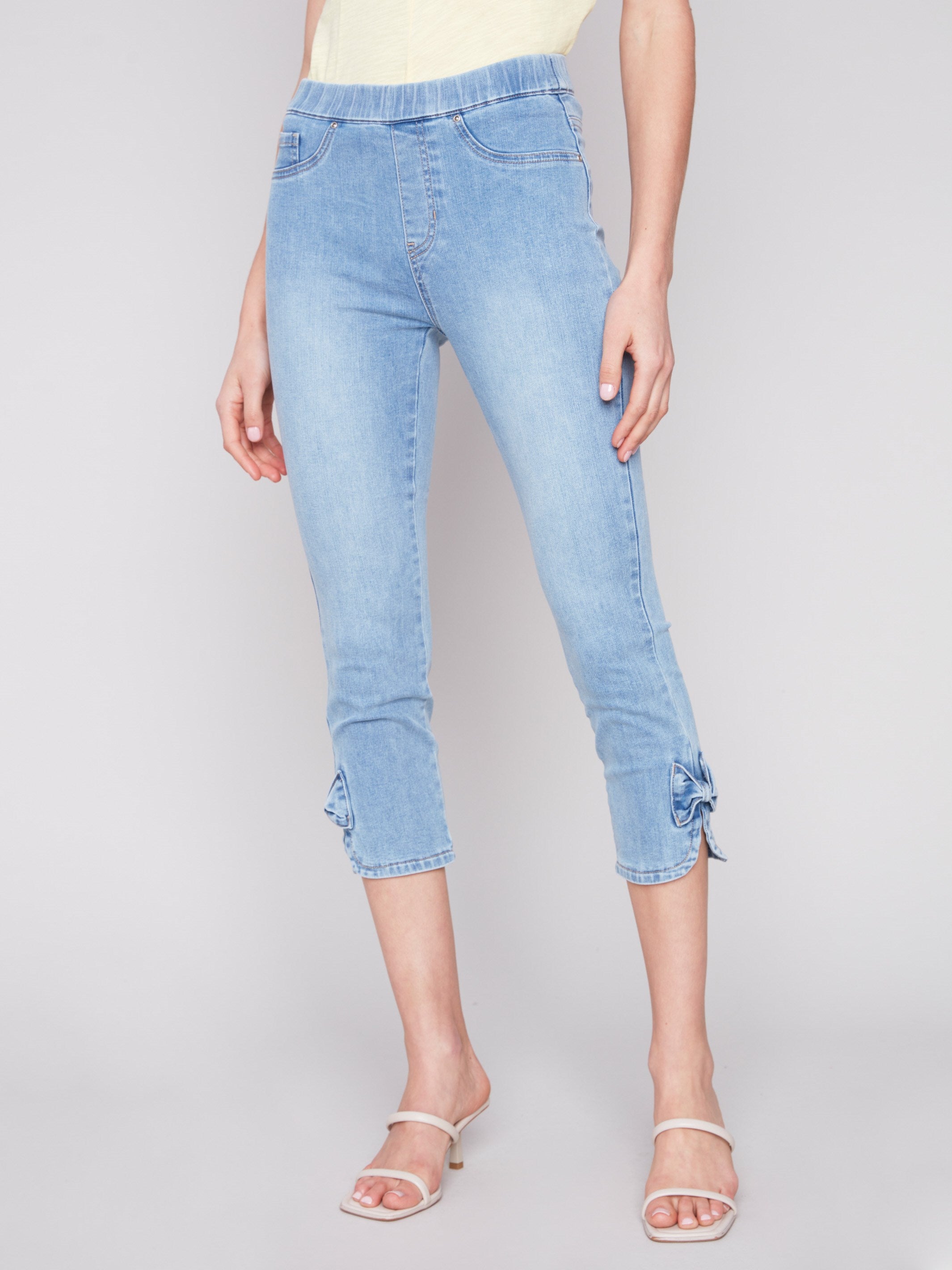 Charlie B Pull-On Jeans with Bow Detail - Light Blue - Image 2
