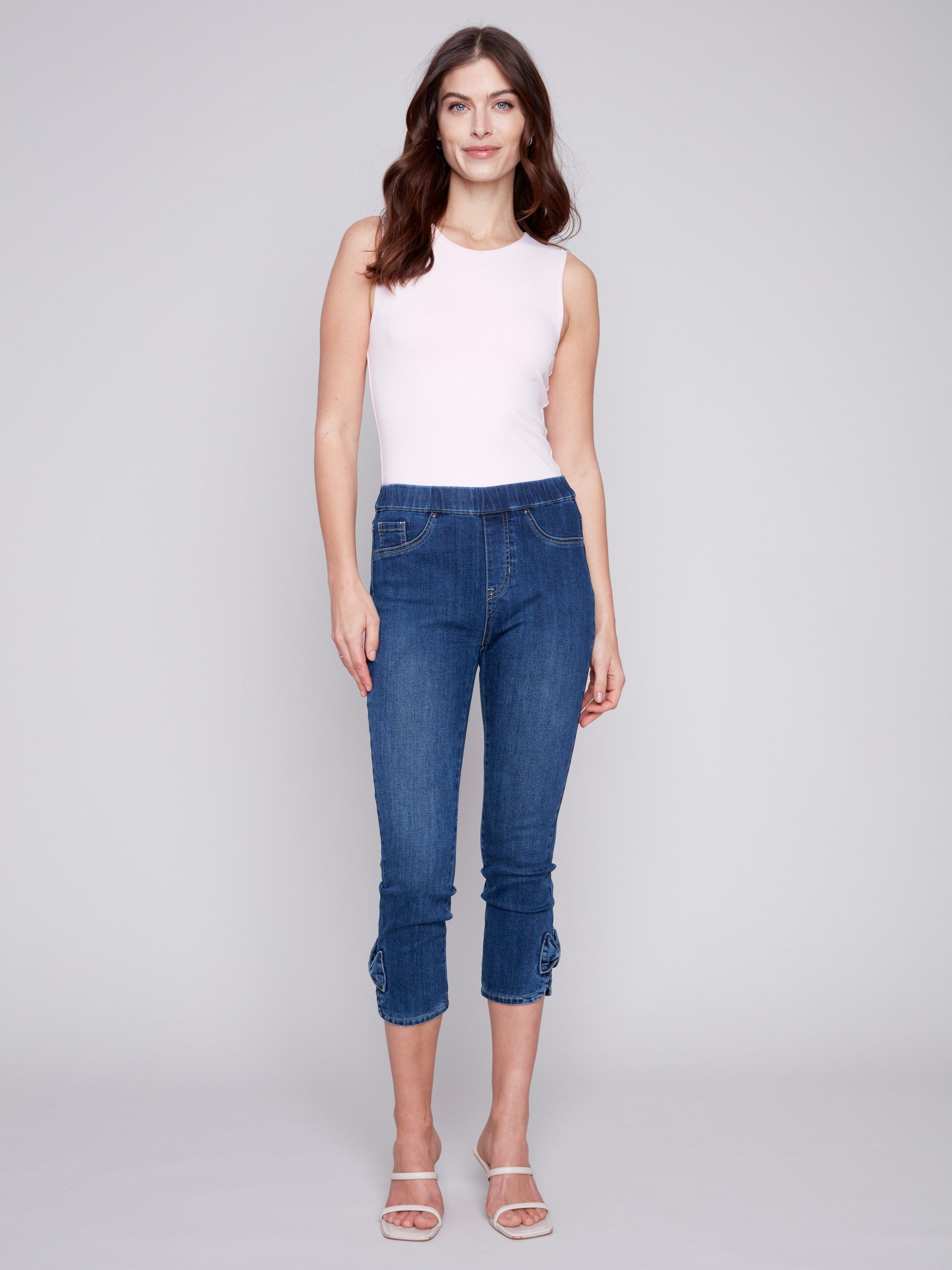 Charlie B Pull-On Jeans with Bow Detail - Indigo - Image 1