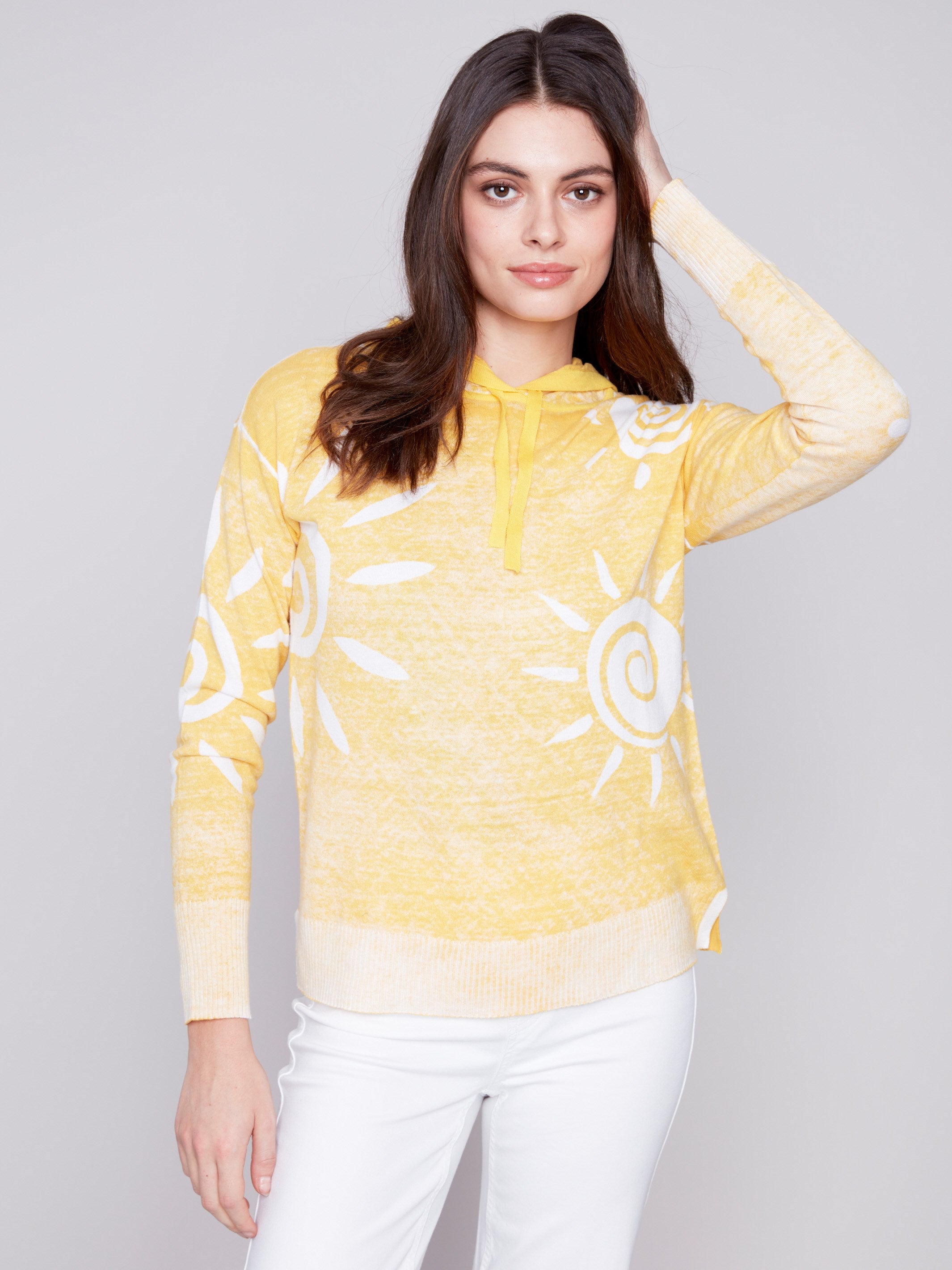 Charlie B Reverse Printed Hoodie Sweater - Corn - Image 2