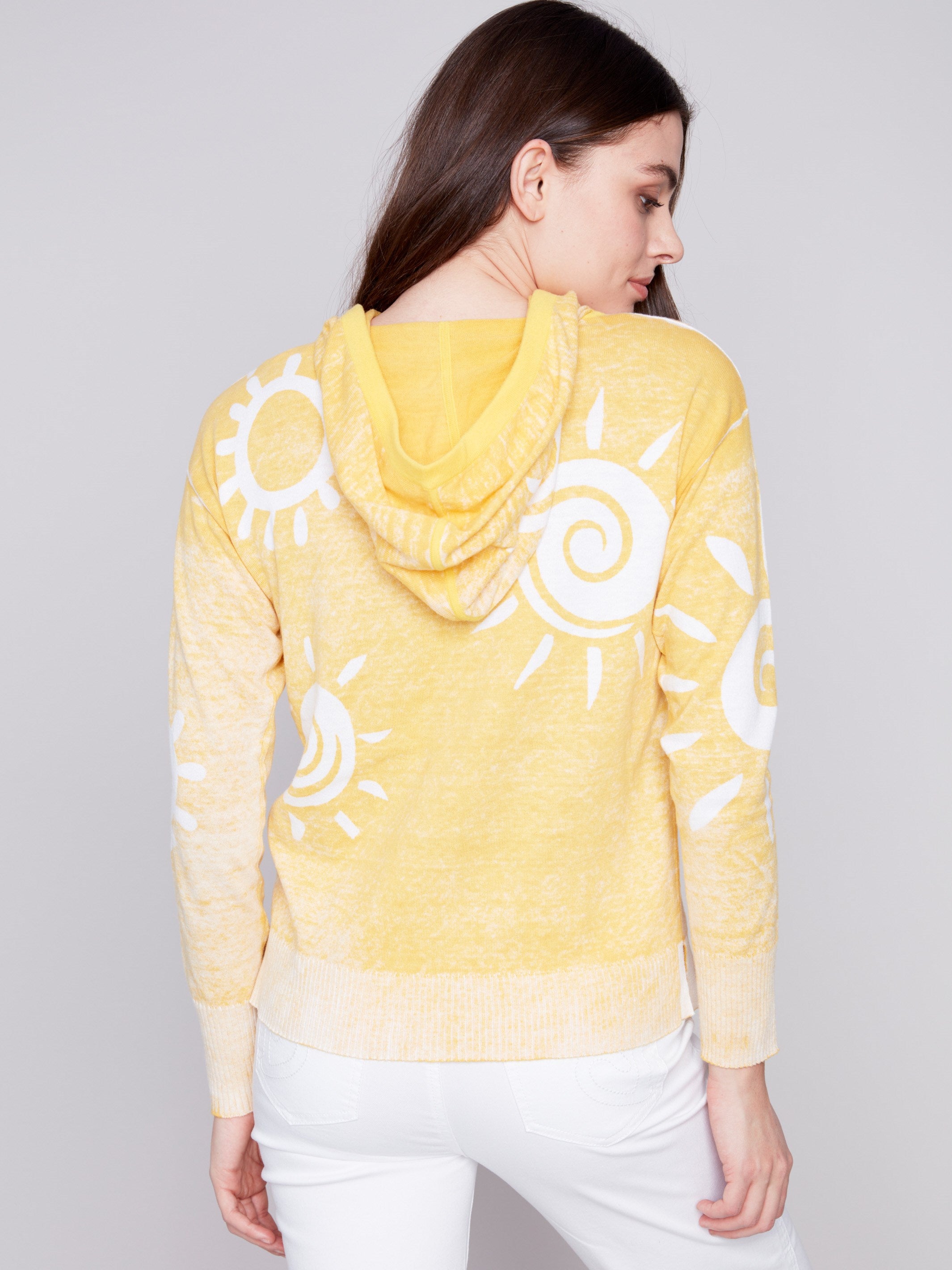 Charlie B Reverse Printed Hoodie Sweater - Corn - Image 6