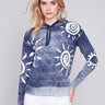 Charlie B Reverse Printed Hoodie Sweater - Navy - Image 1