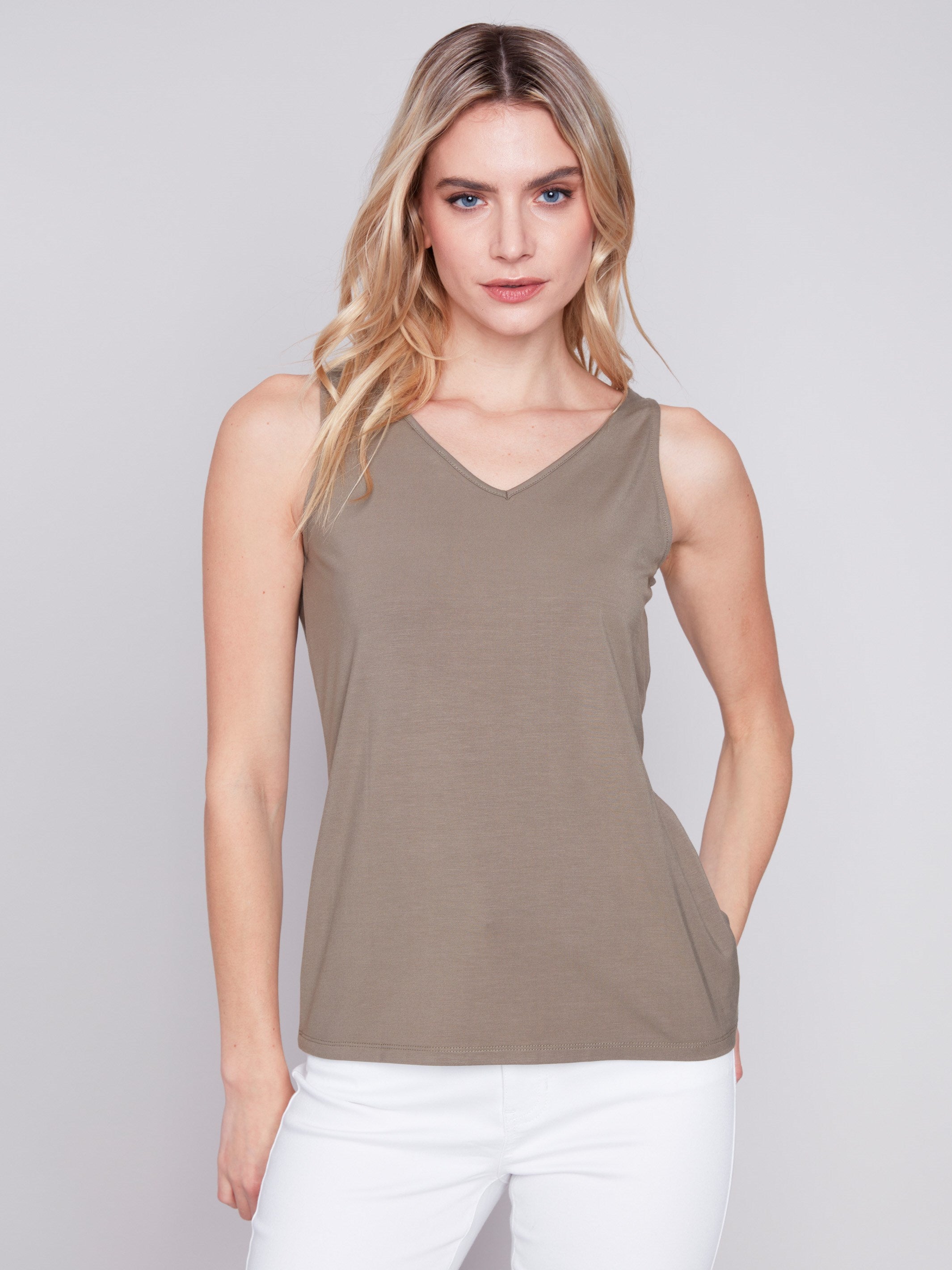 Charlie B Tencel Button Up Top Desert main image 1