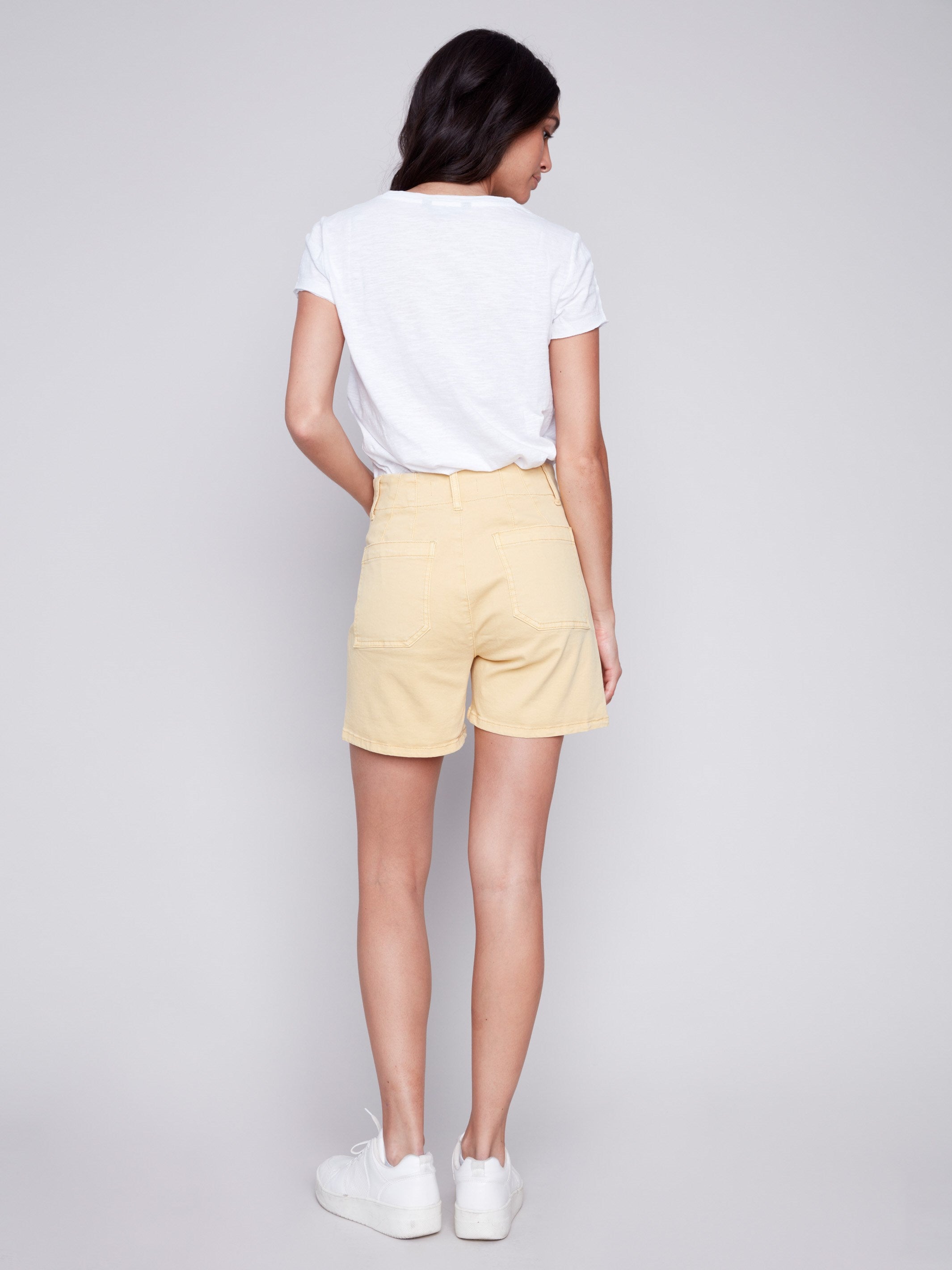 Charlie B Shorts with Patch Pockets - Lemon - Image 2