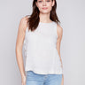 Charlie B Sleeveless Linen Top with Side Buttons - Natural - Image 1