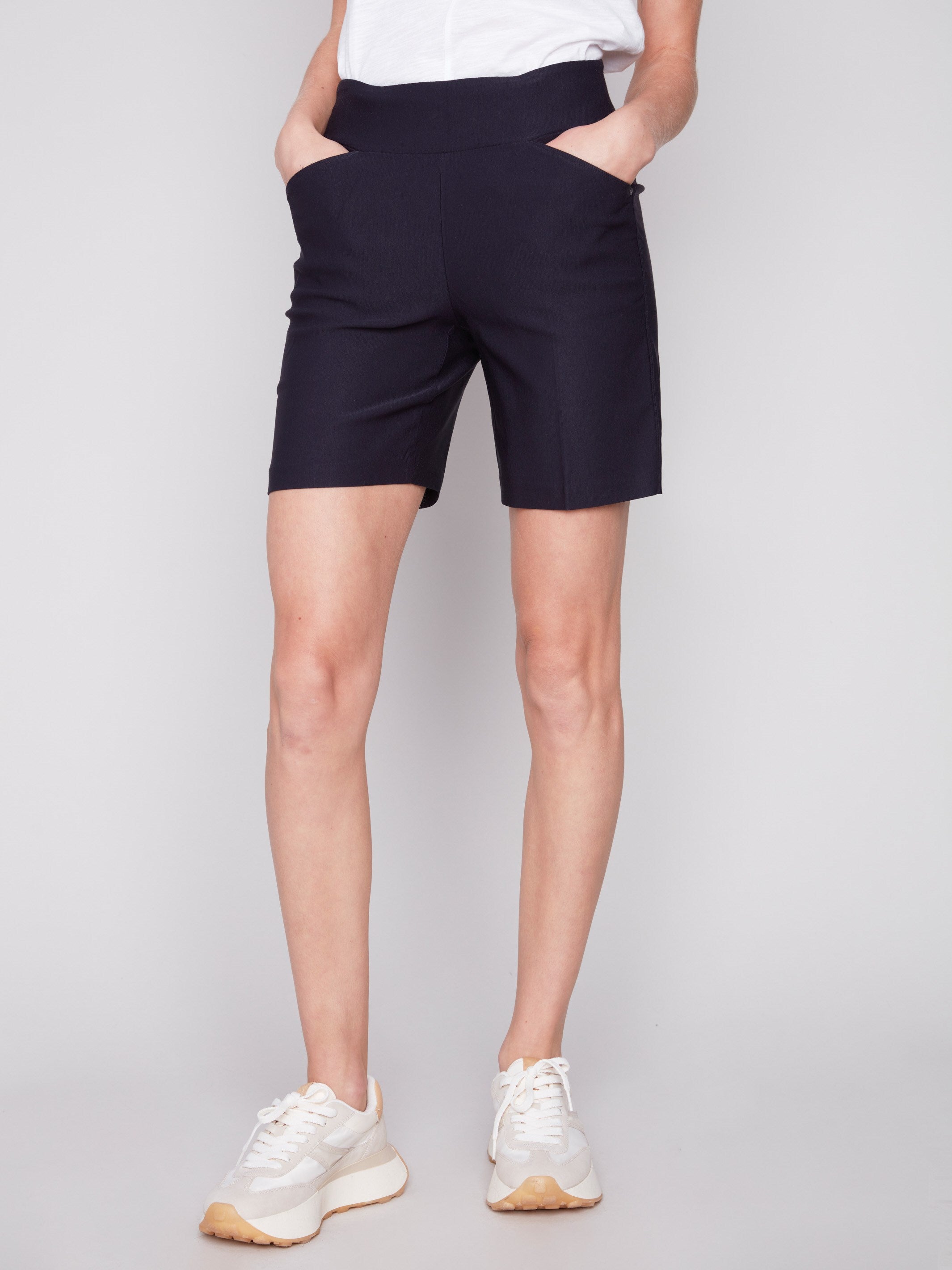 Charlie B Smooth Stretch Shorts - Navy - Image 3