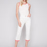 Charlie B Straight Leg Jeans with Embroidered Stitch Hem - Natural - Image 1