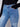 Straight Leg Jeans with Trompe L’Oeil Patch Detail - Medium Blue