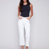 Charlie B Straight Leg Twill Jeans with Scallop Hem - White - Image 1