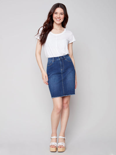 Stretch Denim Skort - Indigo - C7042 Charlie B Collection