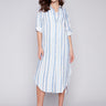 Charlie B Striped Long Linen Tunic Dress - Nautical - Image 1