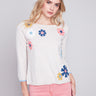 Charlie B Sweater with Flower Patches - Beige - Image 1
