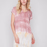 Charlie B Tie-Dye Dress with Dolman Sleeves - Woodrose - Image 1