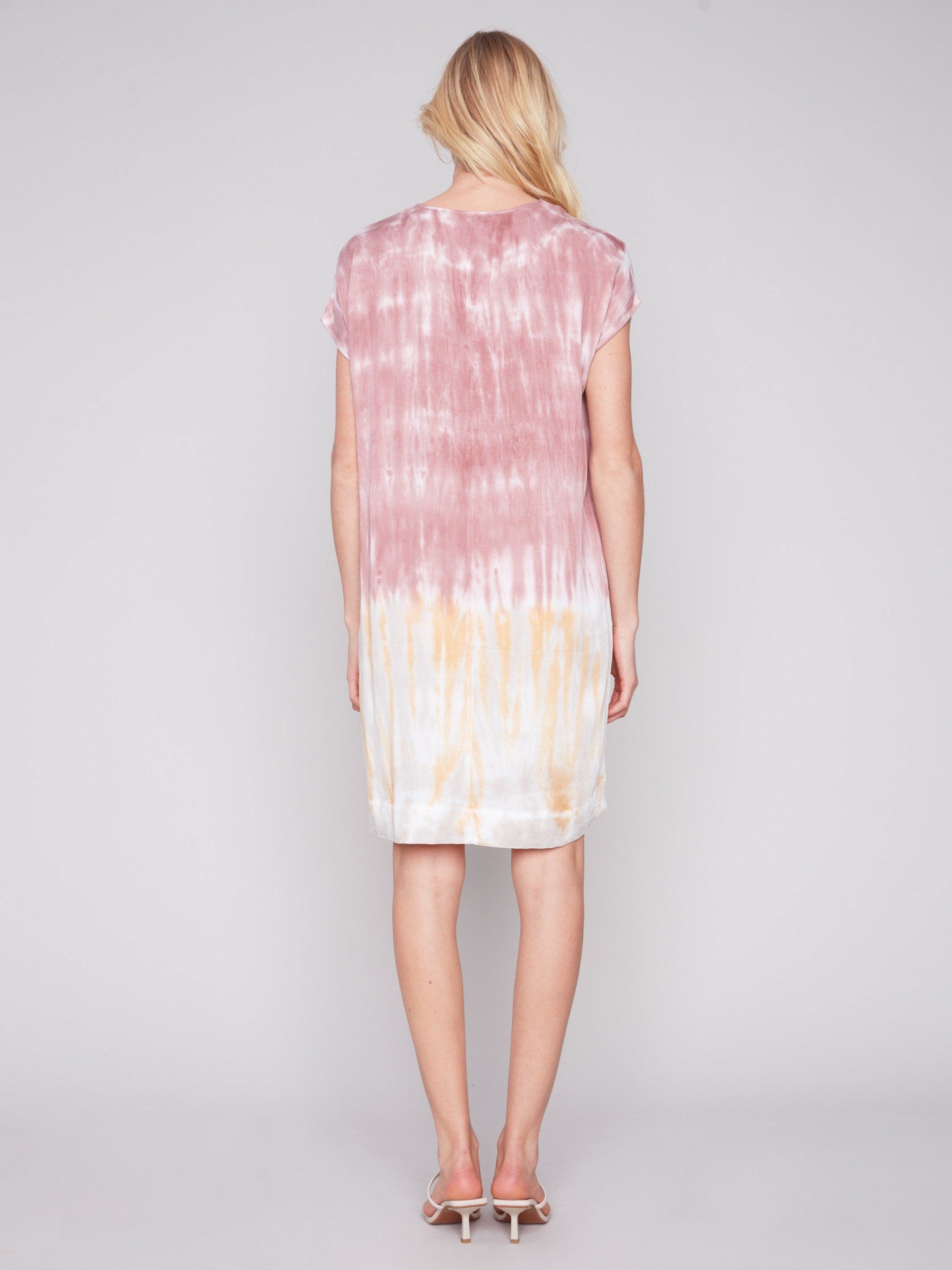 Charlie B Tie-Dye Dress with Dolman Sleeves - Woodrose - Image 4