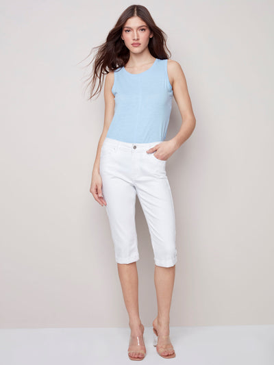 Twill Pedal Pusher Pants - White - C5208 Charlie B Collection 1