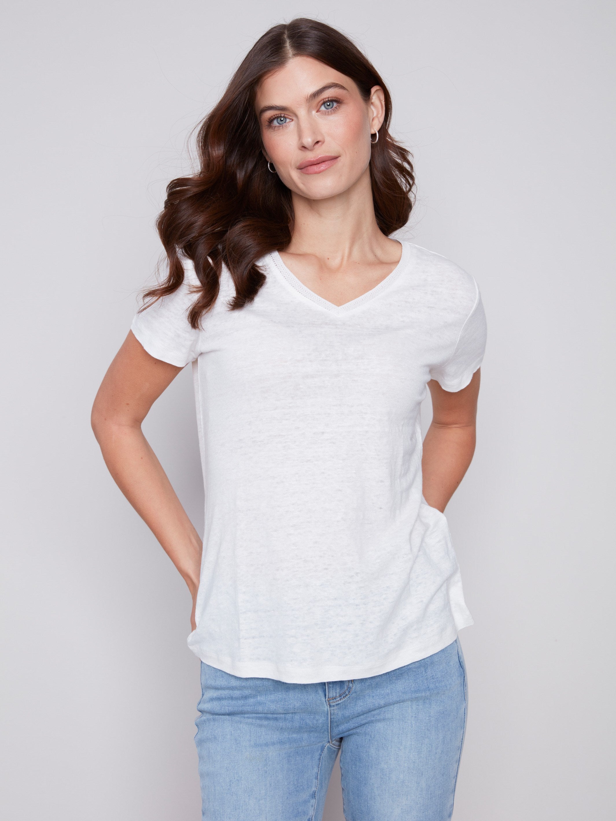 Charlie B Short Sleeve V Neck Tee Retro Print main image 1