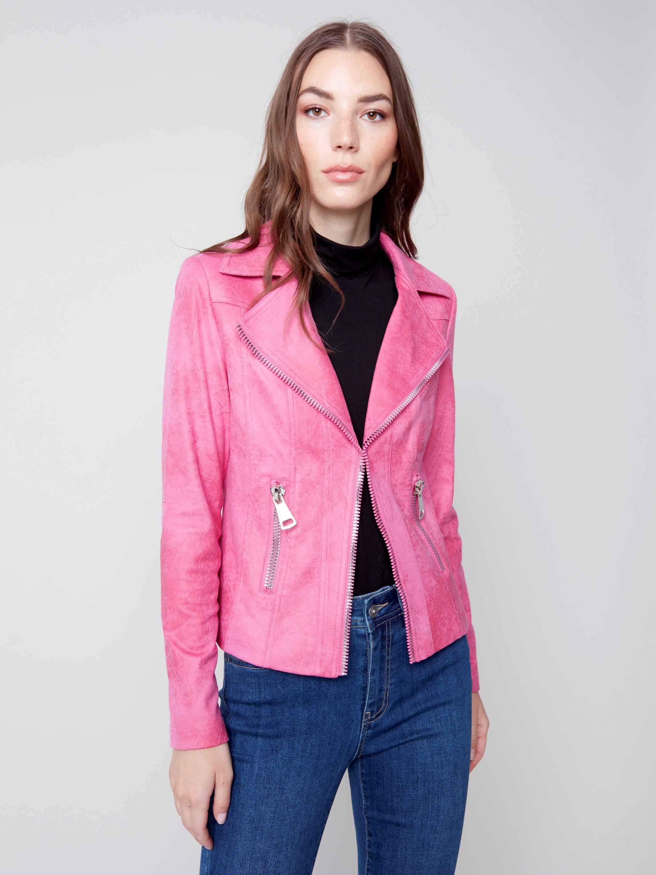 Women's Faux Leather Perfecto Jacket | Orchid | Charlie B
