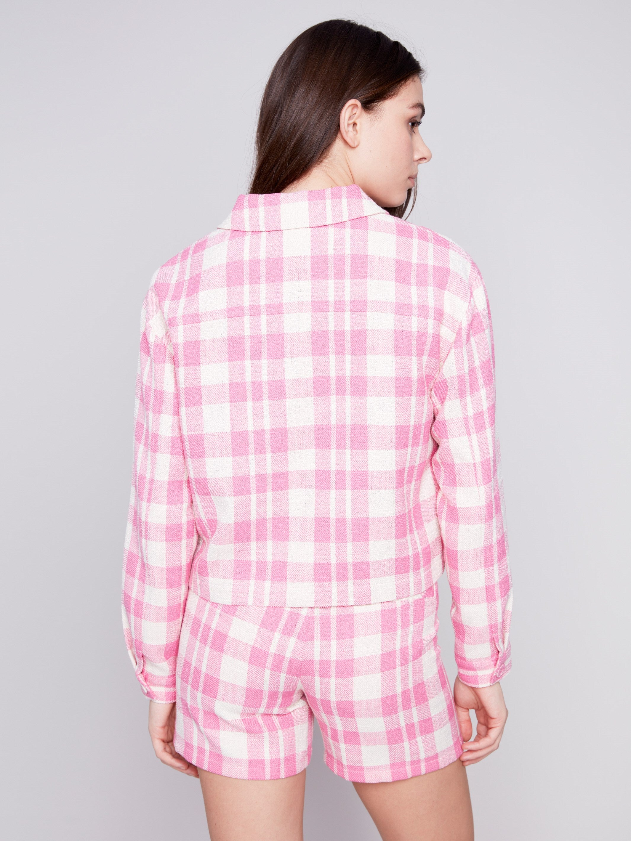 Charlie B Yarn Dye Cropped Checkered Jacket - Light Punch - Image 4